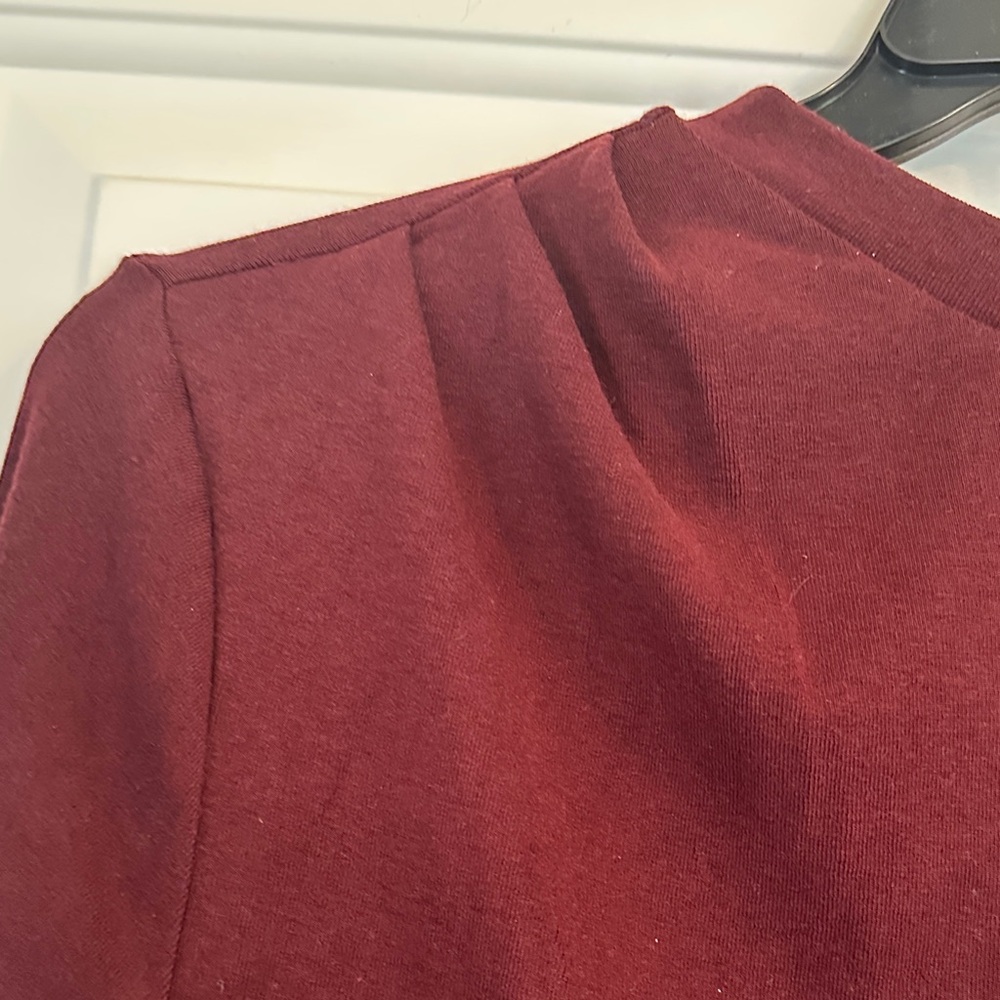 Casual Going Out Women's Long Sleeve Crewneck Tucked Top - Ruby Berry - Picture 5 of 9